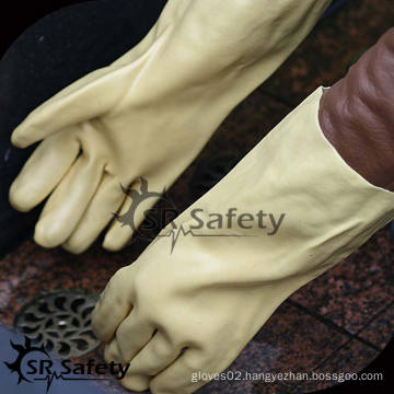 SRSAFETY cotton interlock coated yellow PVC,rough finish on palm/yellow PVC gloves